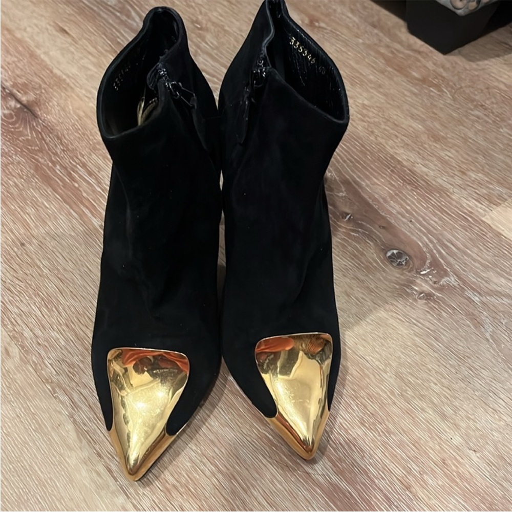 Alexander McQueen Black and Gold Women's Ankle Boots